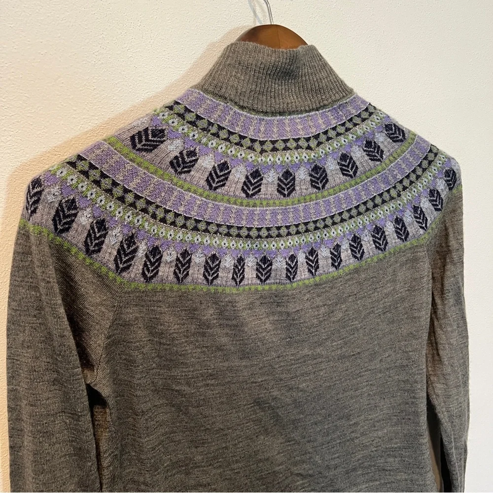 Woolrich Fair Isle Wool Blend Lightweight Zip Front Sweater Nordic - Picture 8 of 10